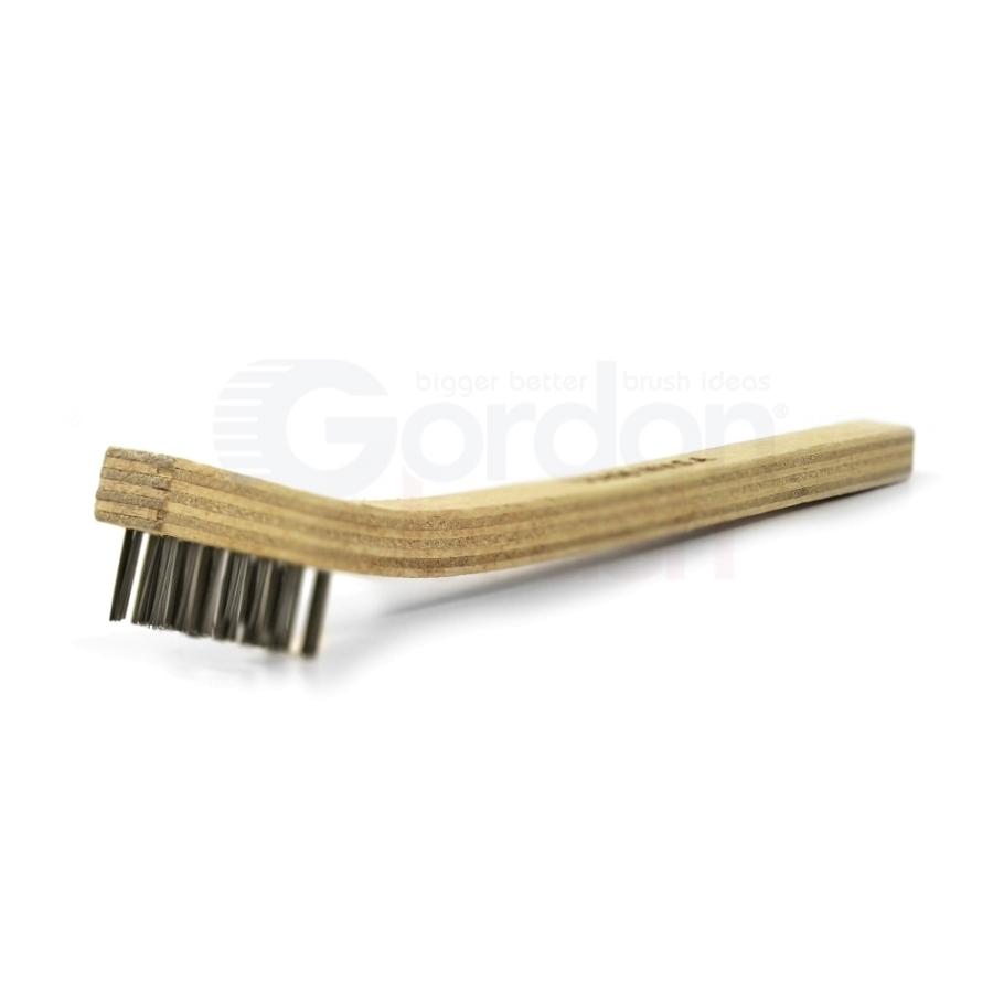 3 x 7 Row 0.006" Stainless Steel Bristle and Plywood Handle Scratch Brush